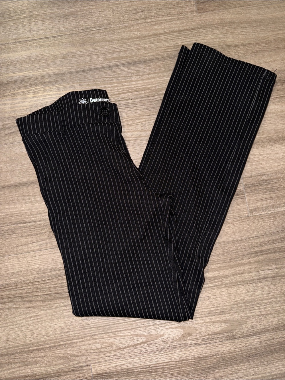 Betabrand Black Pinstripe Trousers